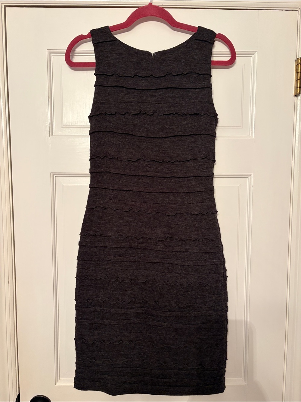Classic Black Sleeveless Ruffle-Trim Sheath Dress